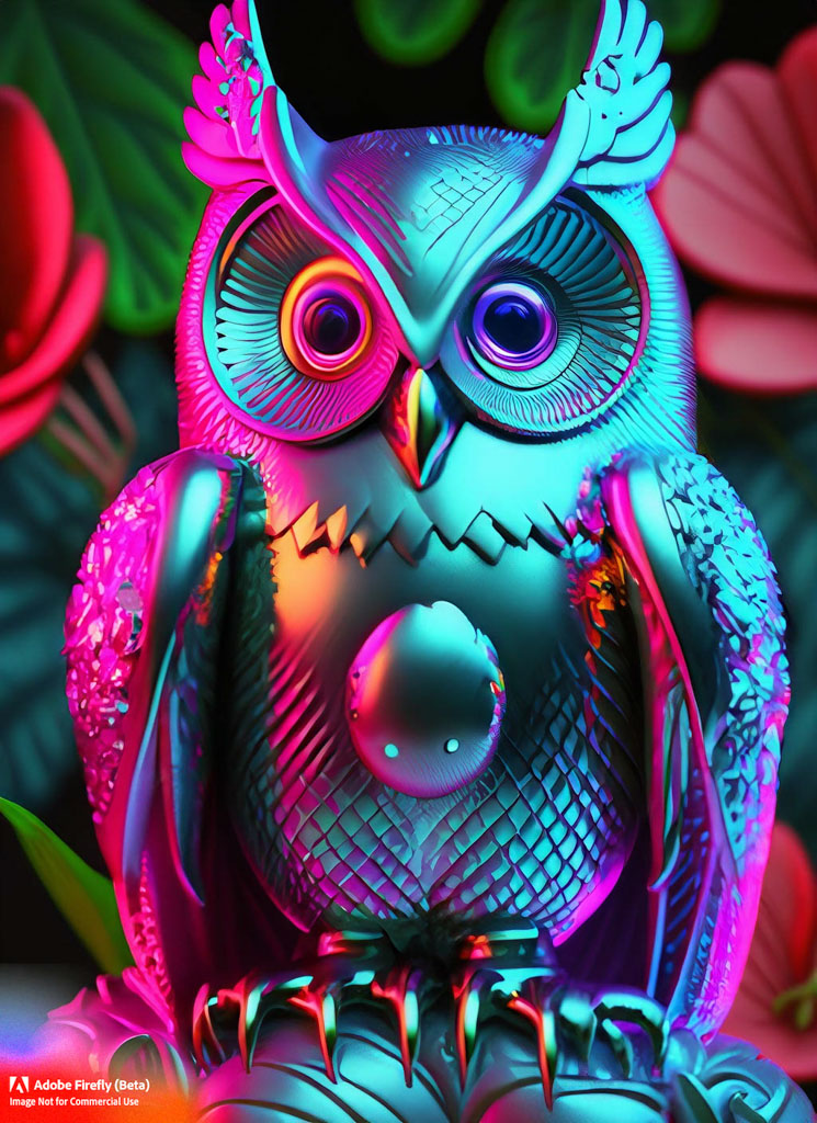 Glowing metalic owl
